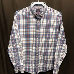UNTUCKit Men’s Button Front Shirt, Sz Medium, Lt Flannel Blue Plaid,